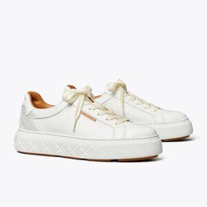 Tory Burch White and Tan Sneakers